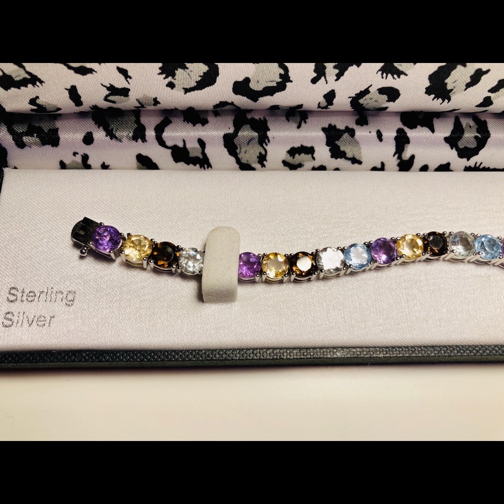 Genuine Gemstone Tennis Bracelet in .925 SS